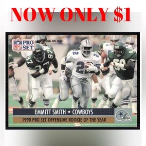 Emmitt Smith 1991 Dallas Cowboys Rookie Of The Year NFL Football Card